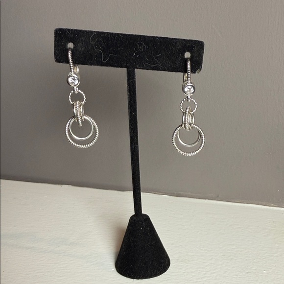 Judith Ripka Jewelry - Judith Ripka Sterling Double Hoop Dangle Earrings